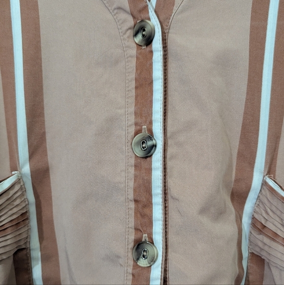 Sancia Vara Tencel Striped Boyfriend Shirt Size Large - Picture 5 of 10